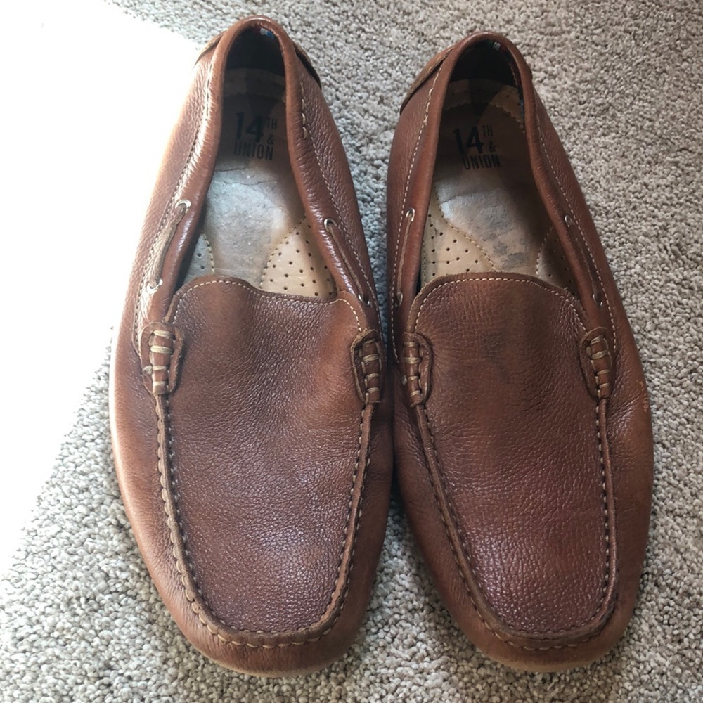 14th & Union leather men’s driving moccasin soft leather slip on size 10.5